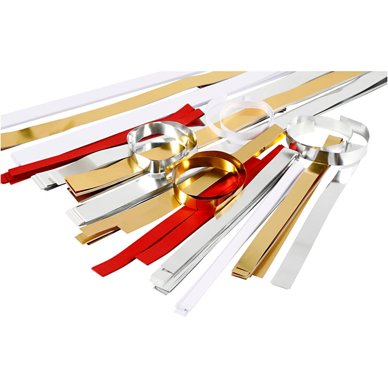 Load image into Gallery viewer, Https: www.cchobby.nl vlechtstroken-l-44-78-cm-b-10-15-25-mm-d-4-5-6-5-11-5-cm-inhoud-kan-varieren-goud-rood-zilver-wit-5000-stroken-1-doos

