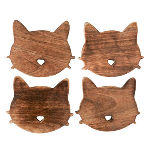 Boltze home onderzetter cordula mango-hout 4-delig 12x10x1cm