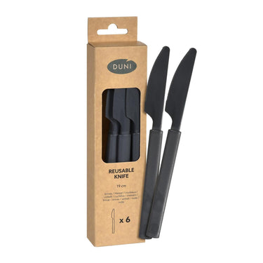 Duni kunststof mes granite herbruikbaar 19cm doosje a 6 stuks