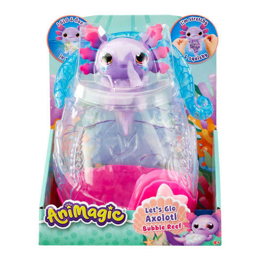 Goliath animagic let's glo axolotl aquarium - speelfiguur - lichtgevende axolotl - met eigen aquarium