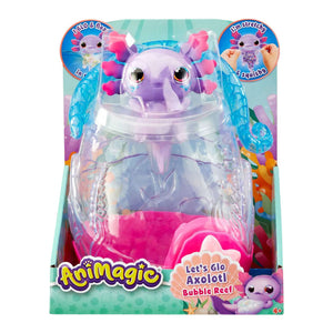 Goliath animagic let's glo axolotl aquarium - speelfiguur - lichtgevende axolotl - met eigen aquarium