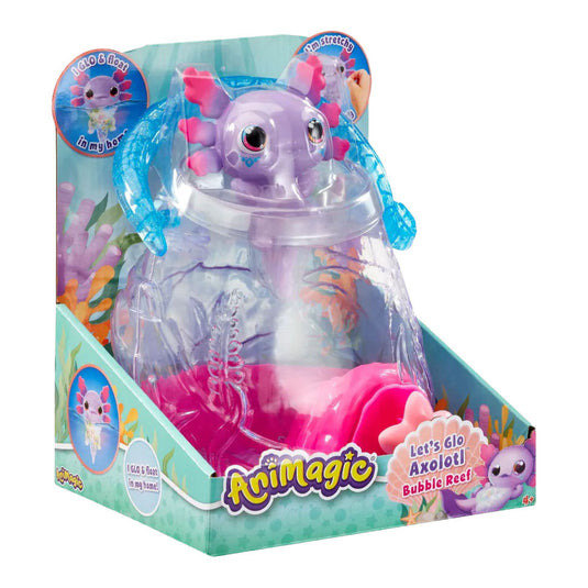 Goliath animagic let's glo axolotl aquarium - speelfiguur - lichtgevende axolotl - met eigen aquarium