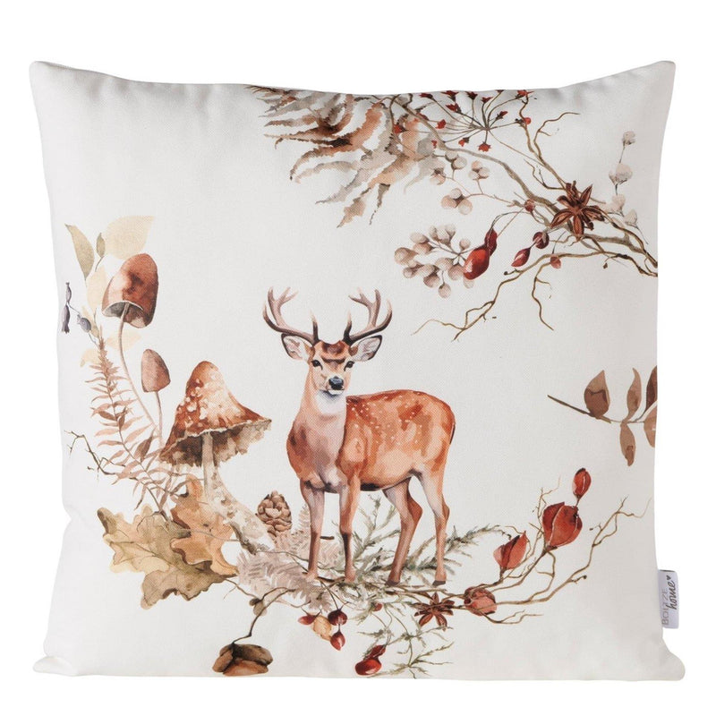 Afbeelding laden in galerijviewer, Boltze home kussen hert gerd polyester groen lichtbruin wit 45x45cm
