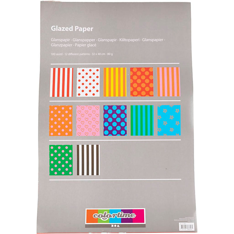 Load image into Gallery viewer, Https: www.cchobby.nl glanspapier-patroon-vel-32x48-cm-80-gr-diverse-kleuren-100-div-vellen-1-doos
