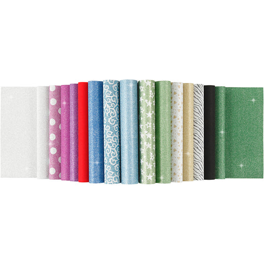 Creativ company glitterpapier blok, a4, vel 210x297 mm, 150 gr, 30 vel 1 stuk