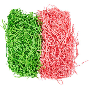 Crinkle papier, l: 25-30 cm, b: 3 mm, donkergroen, roze, 2x50 gr 1 doos