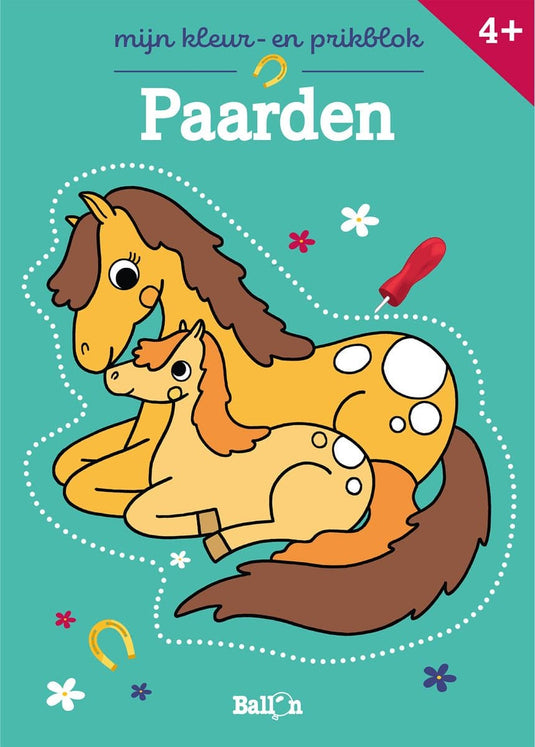 De ballon kleur en prikblok paarden