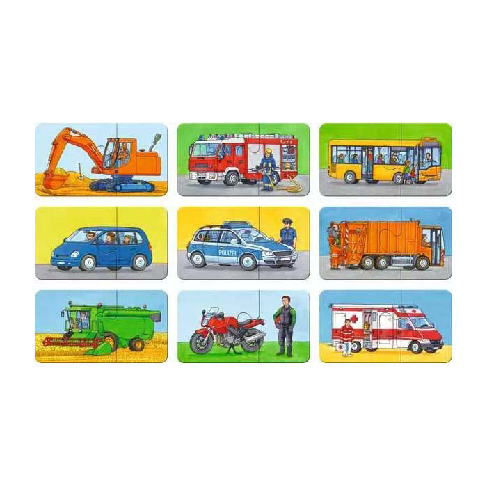 Load image into Gallery viewer, Ravensburger puzzel voertuigen 9x2pcs
