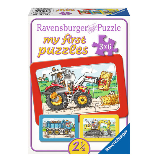 Ravensburger graafmachine, tractor en kiepauto, 3x6st.