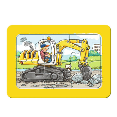 Ravensburger graafmachine, tractor en kiepauto- my first puzzels -3x6 stukjes - kinderpuzzel