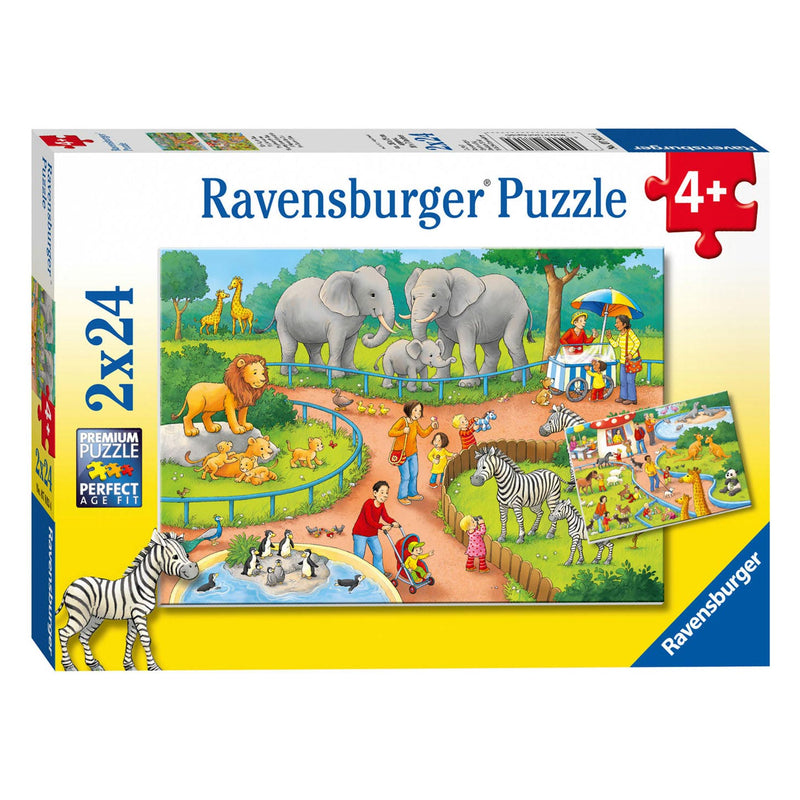 Load image into Gallery viewer, Ravensburger puzzel een dag in de dierentuin, 2x24st.
