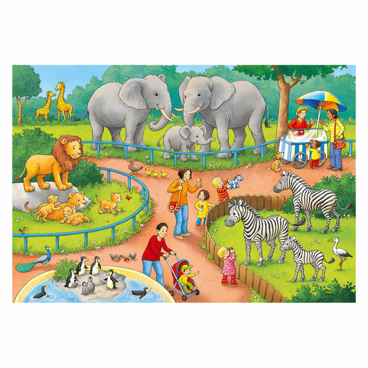 Ravensburger puzzel een dag in de dierentuin - 2x24 stukjes - kinderpuzzel