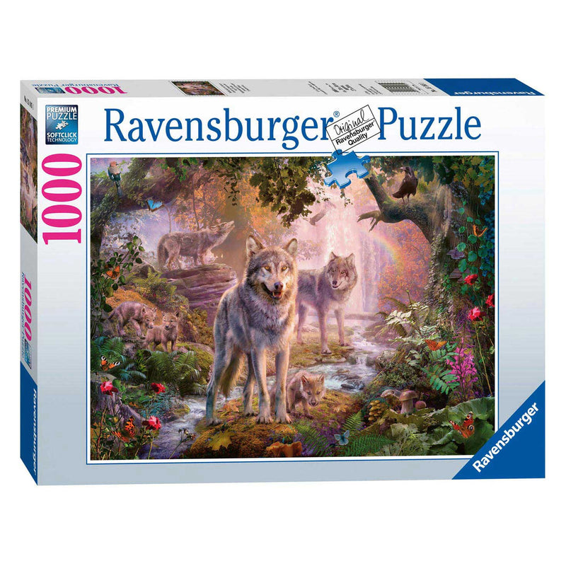 Load image into Gallery viewer, Ravensburger Puzzel Wolvenfamilie in de Zomer 1000st.
