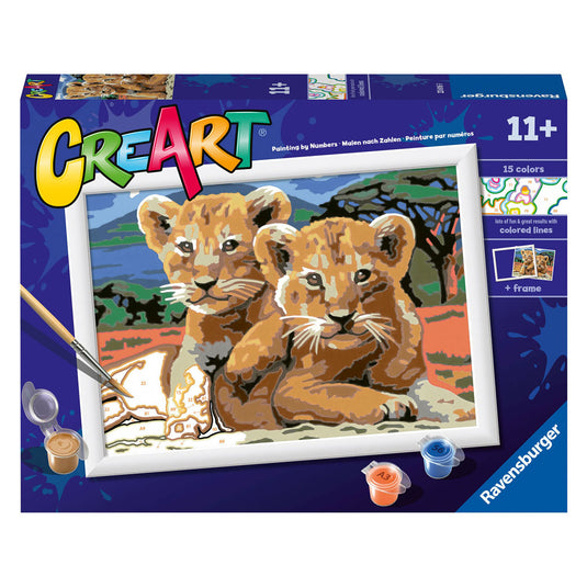 Ravensburger creart schilderen op nummer - kleine leeuwenwelpjes
