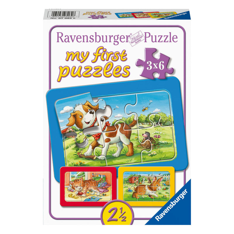 Load image into Gallery viewer, Ravensburger legpuzzel mijn dierenvriendjes, 3x6st.
