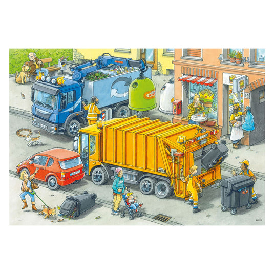 Ravensburger puzzel vuilniswagen en sleepwagen - 2 x 24 stukjes