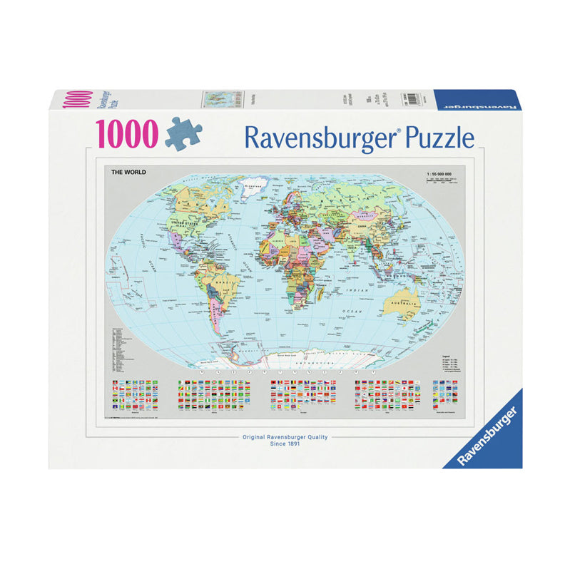 Load image into Gallery viewer, Ravensburger legpuzzel staatkundige wereldkaart, 1000st.
