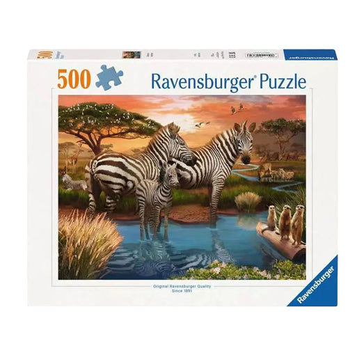Load image into Gallery viewer, Ravensburger legpuzzel zebra's bij de drinkplaats, 1000st.
