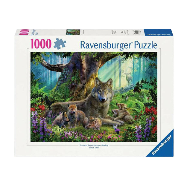 Load image into Gallery viewer, Ravensburger legpuzzel familie wolf in het bos, 1000st.
