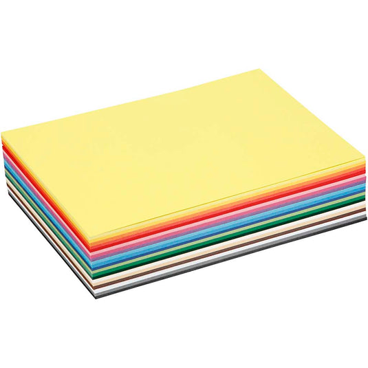 Colortime gekleurd karton, a5, vel 148x210 mm, 180 gr, diverse kleuren, 60 div vellen 1 doos