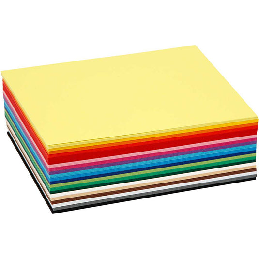 Colortime gekleurd karton, a6, vel 105x148 mm, 180 gr, diverse kleuren, 120 div vellen 1 doos