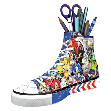 Ravensburger 3d puzzel pennenbak sonic the hedgehog sneaker 108 stukjes.