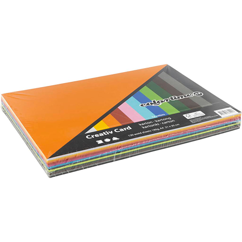 Load image into Gallery viewer, Colortime https: www.cchobby.nl gekleurd-karton-a4-vel-210x297-mm-180-gr-diverse-kleuren-12x10-vel-1-doos
