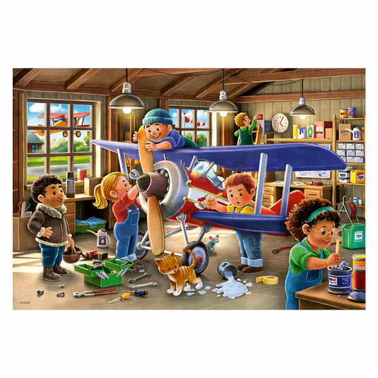 Ravensburger legpuzzel vliegtuig en trein reparatie, 2x24st.