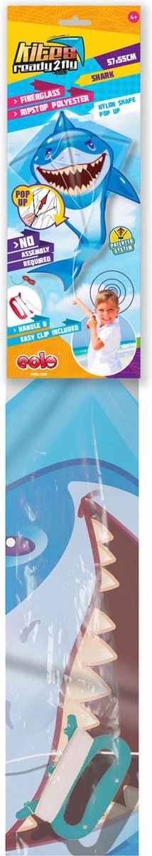 Kites ready 2 fly - pop-up nylon vlieger haai