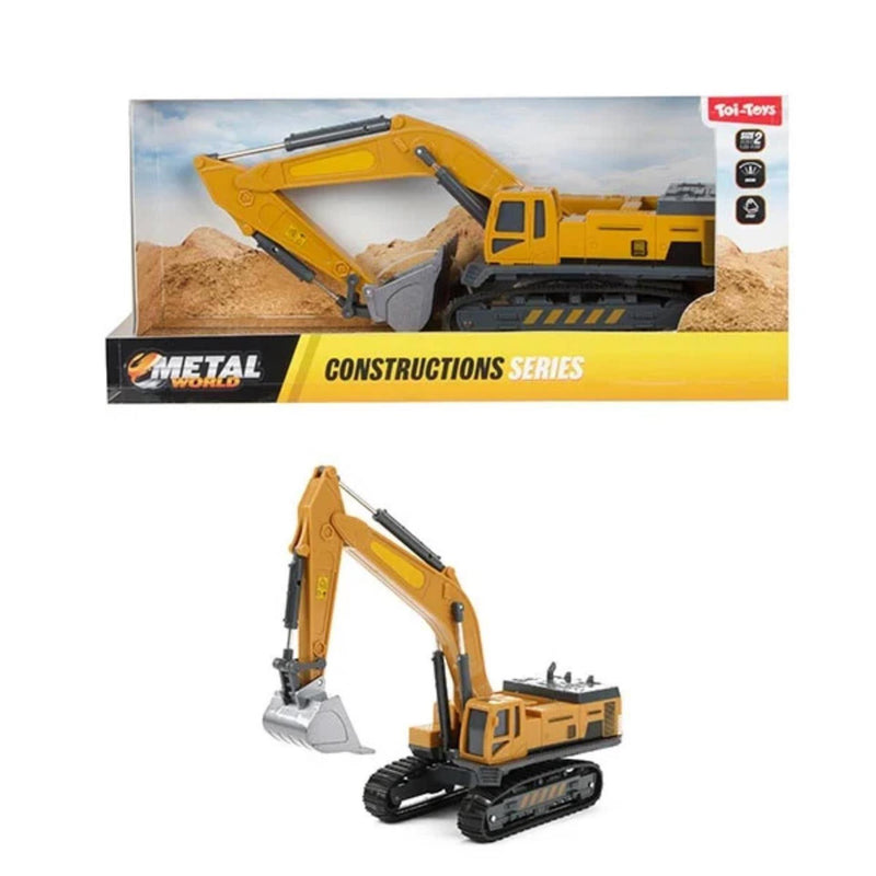 Afbeelding laden in galerijviewer, Toi-toys graafmachine metal junior 1:55 staal geel zwart
