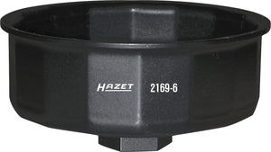 Hazet oliefitersleutel 2169-6 · 1 2 inch (12,5 mm) vierkant hol · buiten-16-kant-profiel · sw 86 mm