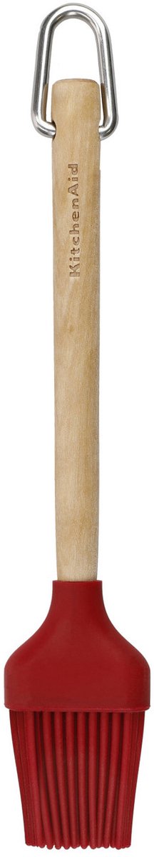 Kitchenaid invetkwast, bakkwast, 29 cm, siliconen, bamboe, rood, hittebestendig -