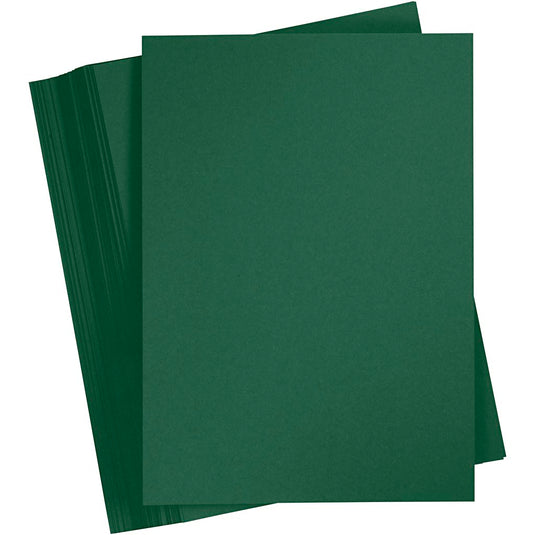 Gekleurd karton, a4, vel 210x297 mm, 180 gr, donkergroen, 100 vel 1 doos