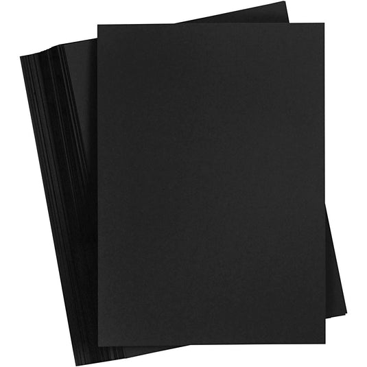 Gekleurd karton, a4, vel 210x297 mm, 180 gr, zwart, 100 vel 1 doos
