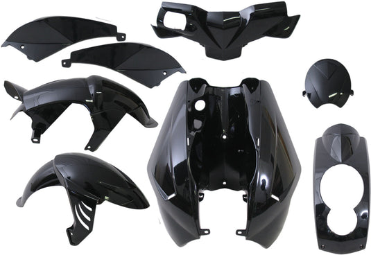 Edge plaatset 8-delig voor peugeot ludix - zwart metallic