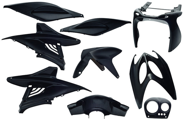 Plaatset 9-delig Edge voor Yamaha Aerox tot bouwjaar 2014 - zwart metallic