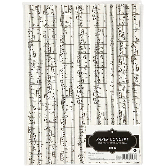 Https: www.cchobby.nl kraft-papier-met-print-muzieknoten-a4-vel-210x297-mm-100-gr-10-vel-1-doos