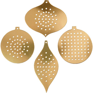 Kruissteken karton, kersdecoratie, h: 8,5-12 cm, gatgrootte 3 mm, metallic goud, 8 stuk 1 doos