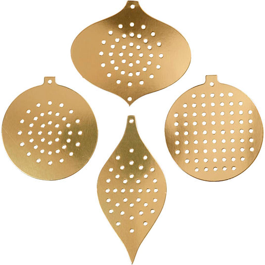 Kruissteken karton, kersdecoratie, h: 8,5-12 cm, gatgrootte 3 mm, metallic goud, 8 stuk 1 doos