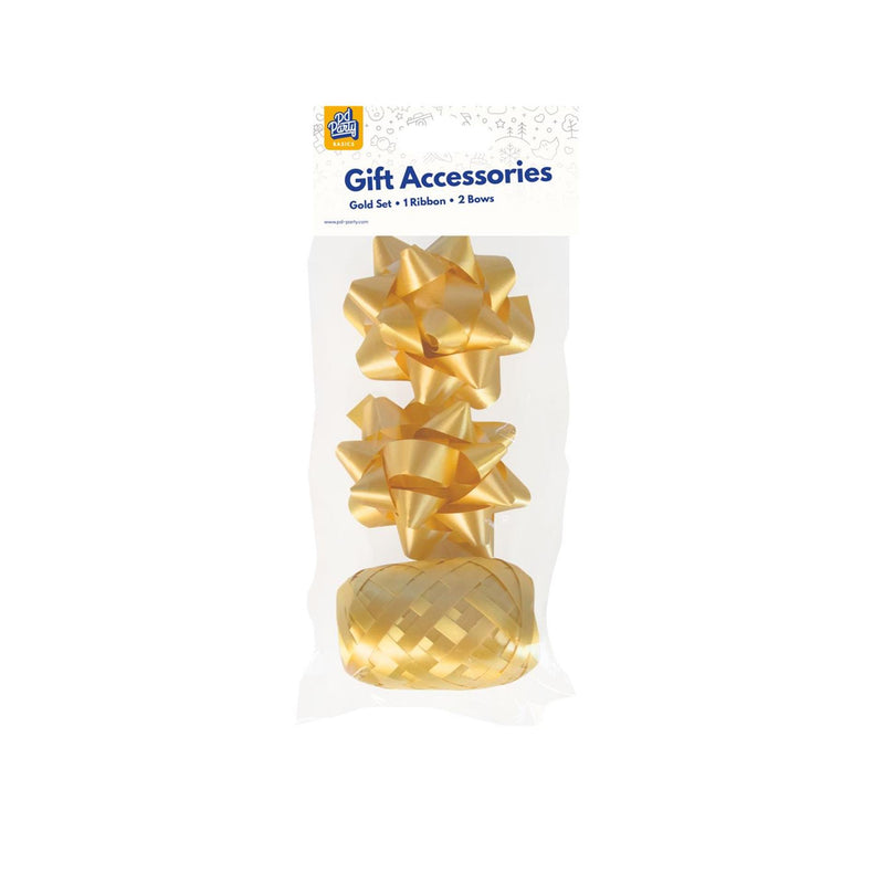 Cargue la imagen en el visor de la galería, Paperdreams cadeauversieringset - goud 2 strikken met 20 meter krullint
