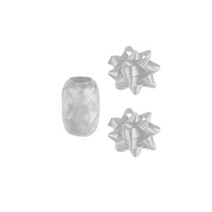 Paperdreams cadeauversieringset - zilver 2 strikken met 20 meter krullint