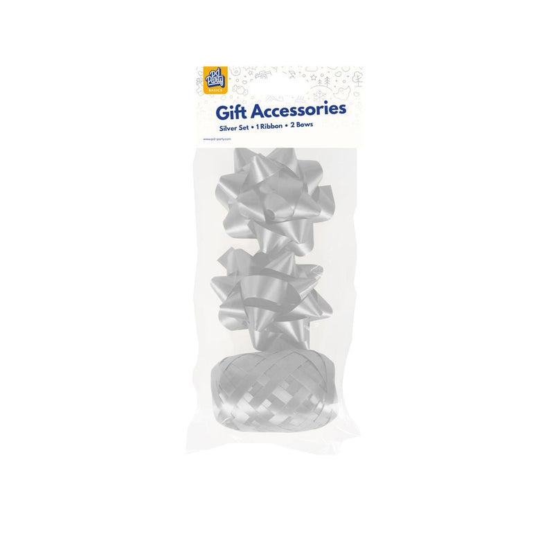 Cargue la imagen en el visor de la galería, Paperdreams cadeauversieringset - zilver 2 strikken met 20 meter krullint
