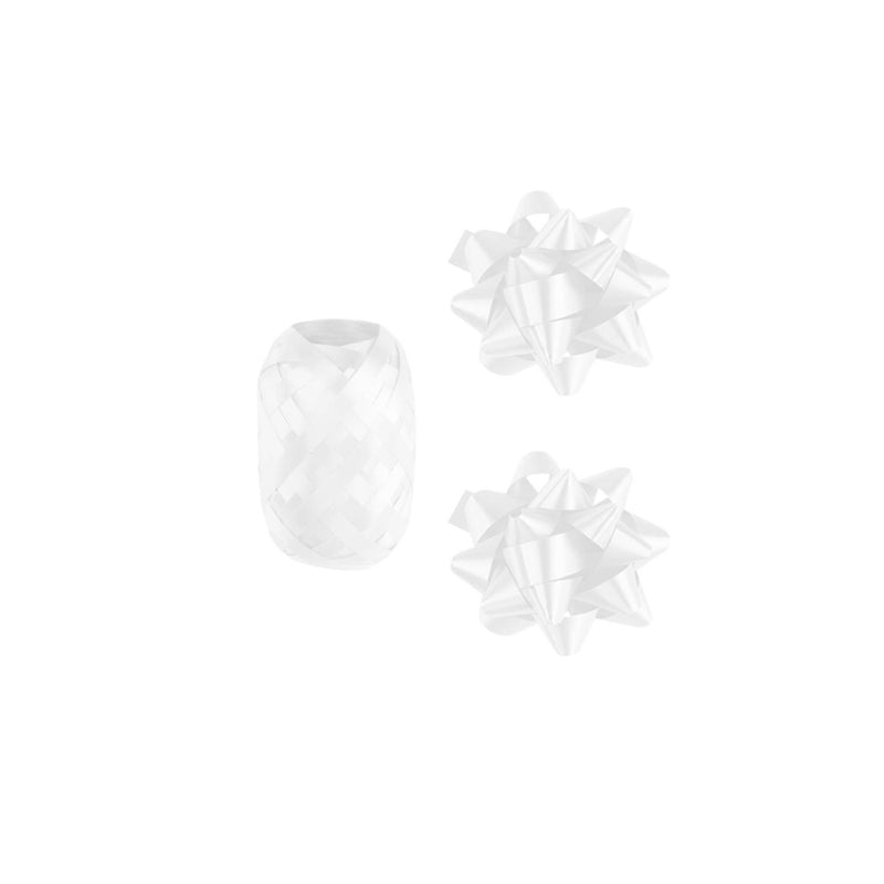 ギャラリービューアに画像をロードする, Paperdreams cadeauversieringset - wit 2 strikken met 20 meter krullint
