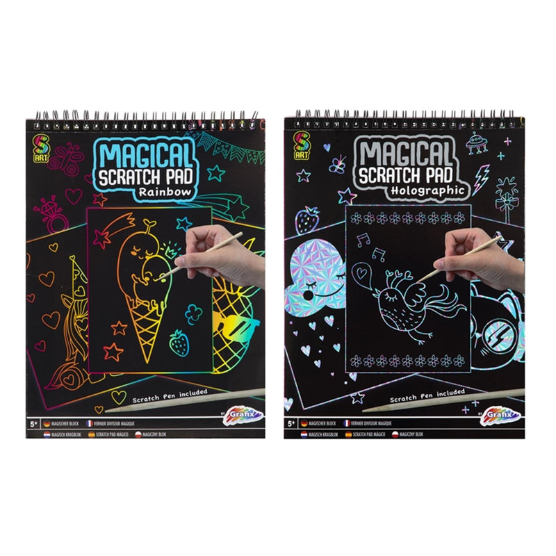Afbeelding laden in galerijviewer, Grafix magisch krasboek a4 20 vel + pen
