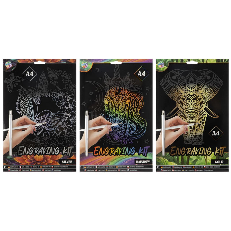 Load image into Gallery viewer, Moxy kraskunstset a4 rainbow silver gold
