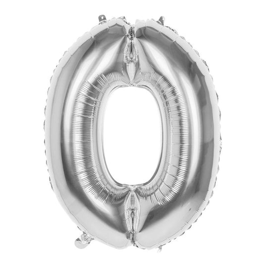 Boland folie ballon nummer '0' zilver 86cm