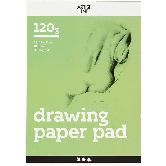Creativ company tekenbord, a5, vel 148x210 mm, 120 gr, wit, 30 vel 1 stuk