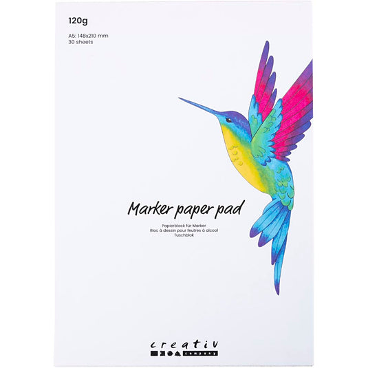 Creativ company papierblok voor stiften, a5, vel 148x210 mm, 120 gr, wit, 30 vel 1 doos