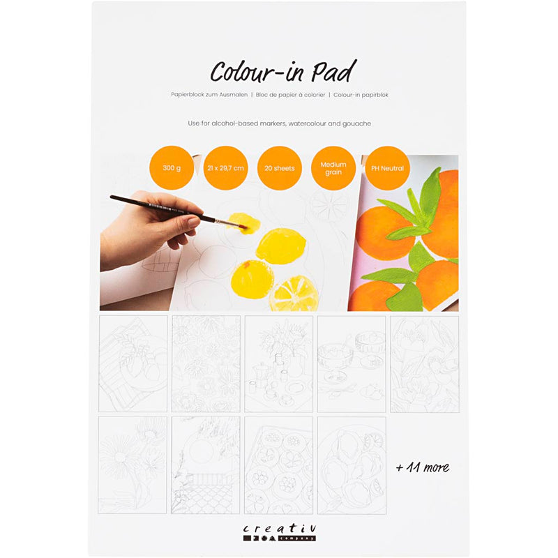 Load image into Gallery viewer, Creativ company https: www.cchobby.nl kleurblok-papier-a4-vel-210x297-mm-koudgeperst-middelgrote-korrel-300-gr-wit-20-vel-1-stuk
