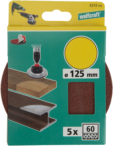 Load image into Gallery viewer, Wolfcraft hechtschuurschijven | k60 | ø125mm | 5 stuks - 2213100
